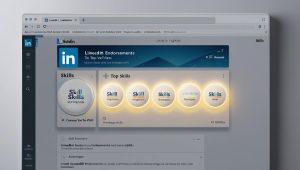 skills-based hiring - LinkedIn profile glowing with skill verification badges and endorsements