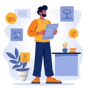 Jobseeker surrounded by soft skill and ATS icons