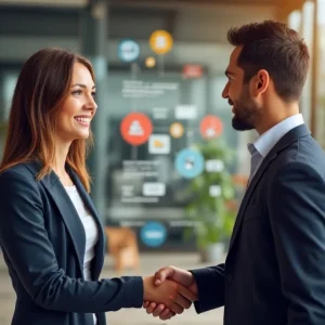 Jobseeker shaking hands with Recruiter